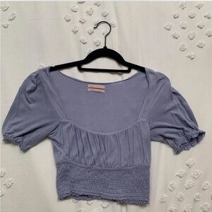 Urban Outfitters Lilac Puff Sleeve Crop Top